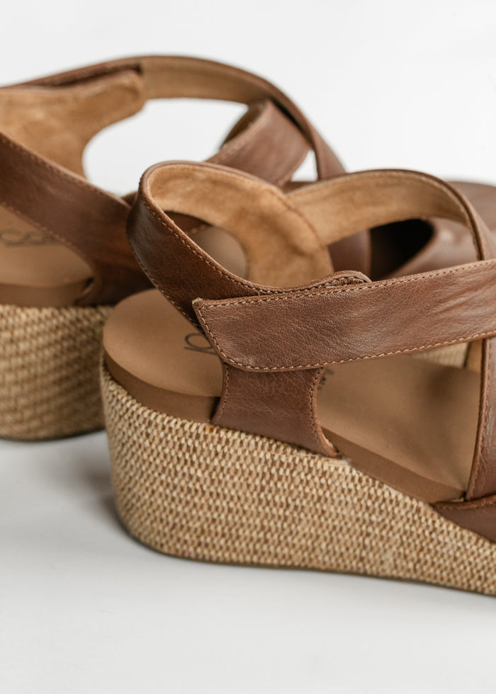 Cross-Cross Strap Closed Toe Wedge Shoes