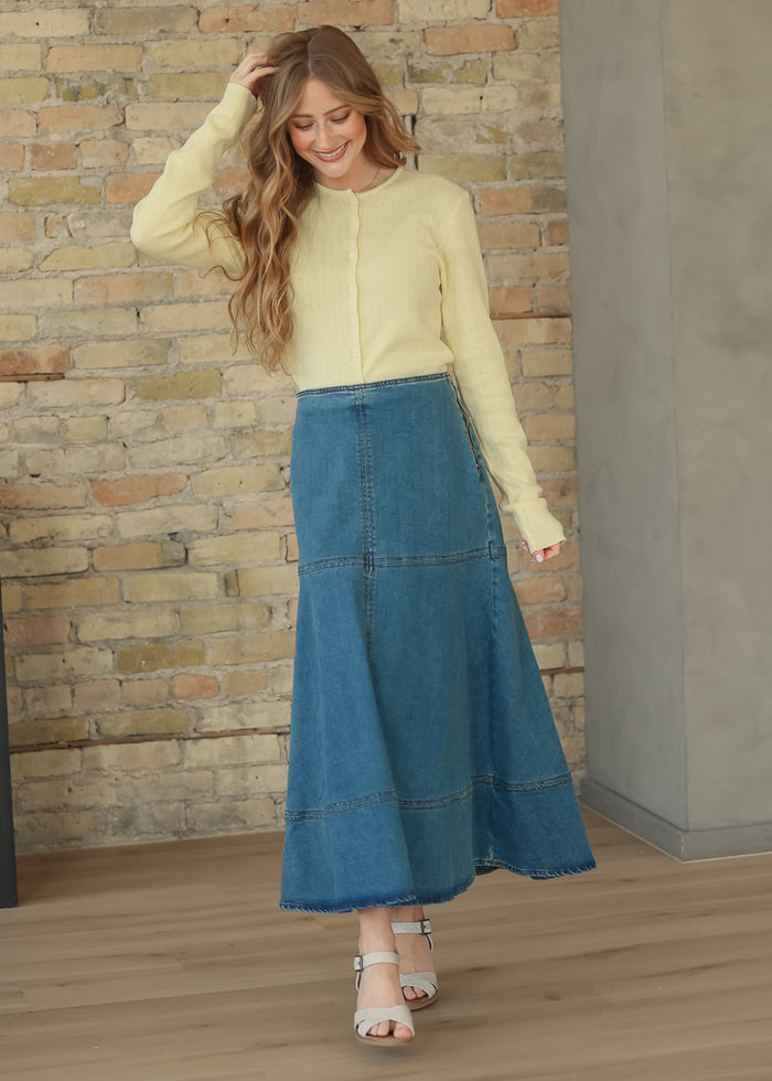 Cross Stitch A line Denim Skirt FF Skirts