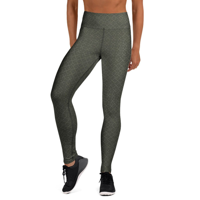 Crossgress Olive Yoga Leggings - Diagonal Lattice Pattern - symbolika