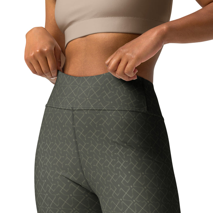 Crossgress Olive Yoga Leggings - Diagonal Lattice Pattern - symbolika