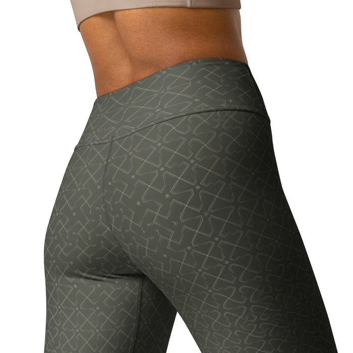 Crossgress Olive Yoga Leggings - Diagonal Lattice Pattern - symbolika