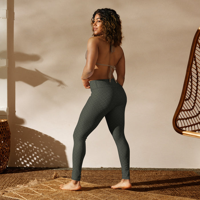 Crossgress Olive Yoga Leggings - Diagonal Lattice Pattern - symbolika