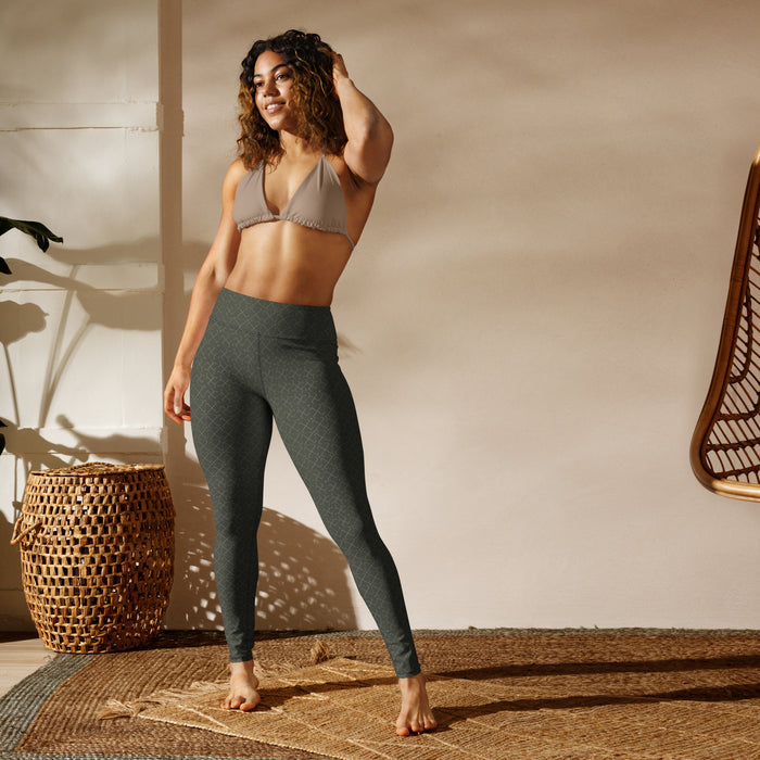 Crossgress Olive Yoga Leggings - Diagonal Lattice Pattern - symbolika