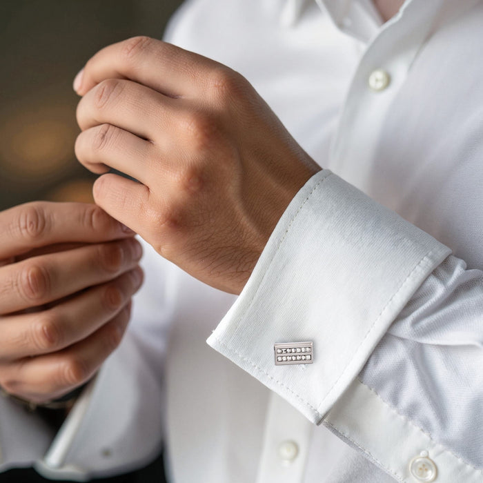Crystal Rectangle Rhodium Plated Cufflinks