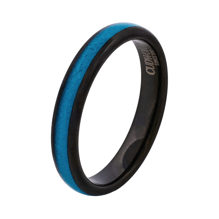Cudworth 4mm Polished Black Ion Plated Tungsten Ring - Azure Slim