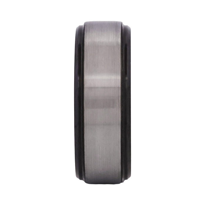 Cudworth Brushed Natural &amp; Black Edge Tungsten Ring - Rose Core