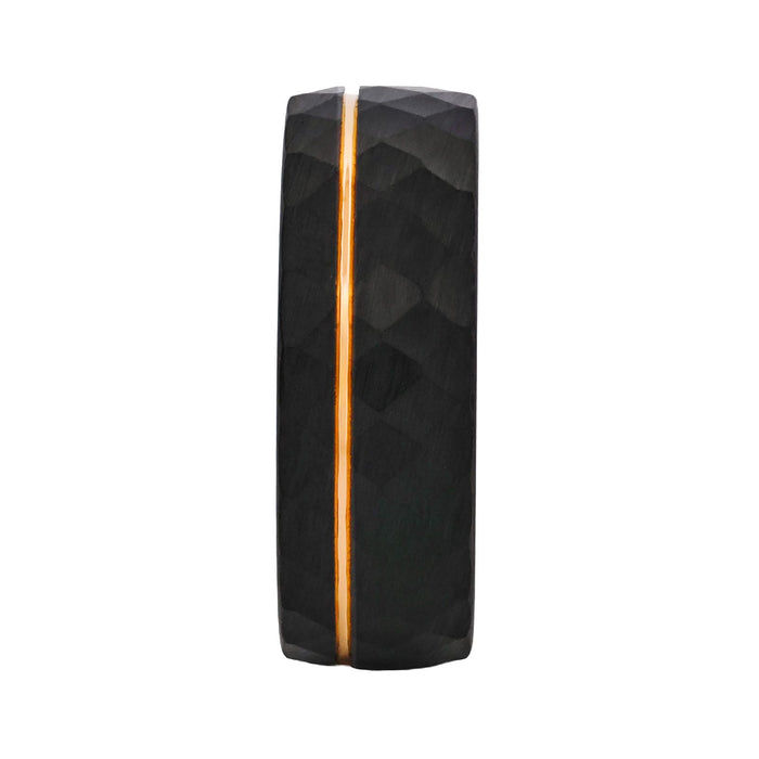 Cudworth Faceted Black and Rose Gold Ion Plated Tungsten Ring - Obsidian Crown