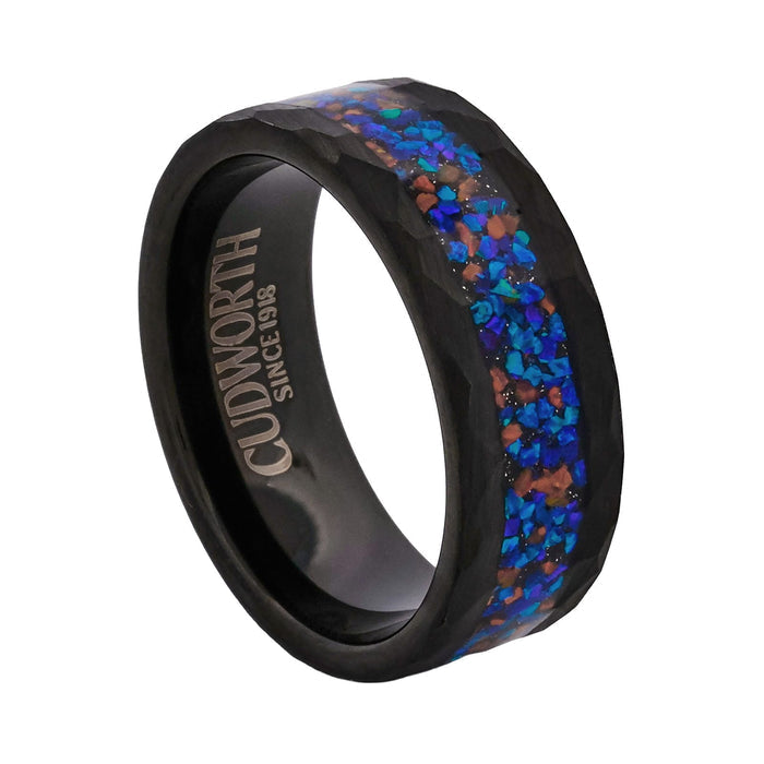 Cudworth Faceted Black Ion Plated Tungsten Ring - Ember Spectrum