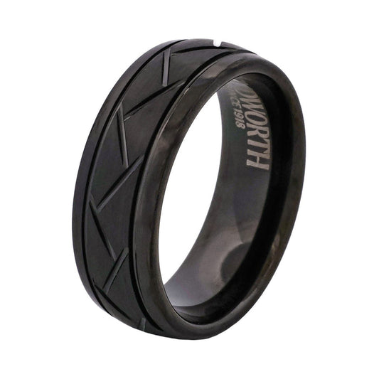 Cudworth Faceted Black Ion Plated Tungsten Ring - Shadow Facet