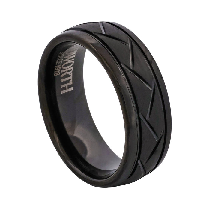 Cudworth Faceted Black Ion Plated Tungsten Ring - Shadow Facet
