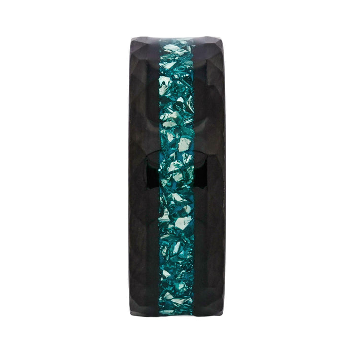 Cudworth Faceted Black Ion Plated Tungsten Ring - Verdant Crest