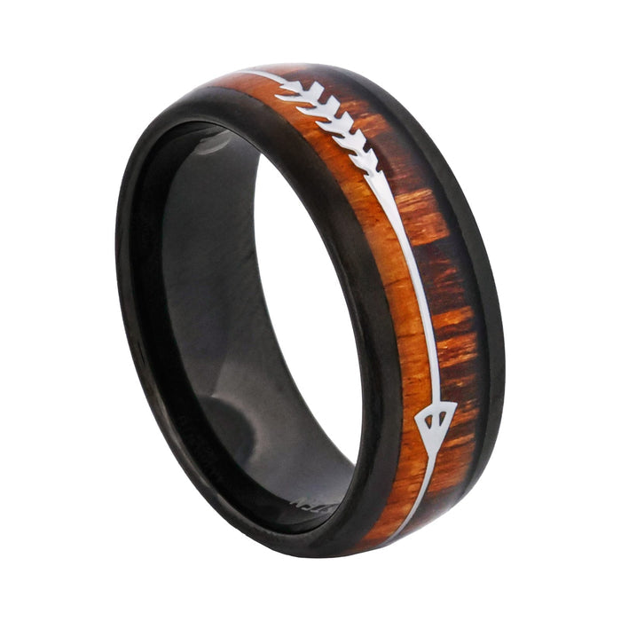 Cudworth Polished Black Ion Plated Tungsten Ring - Frontier Arrow