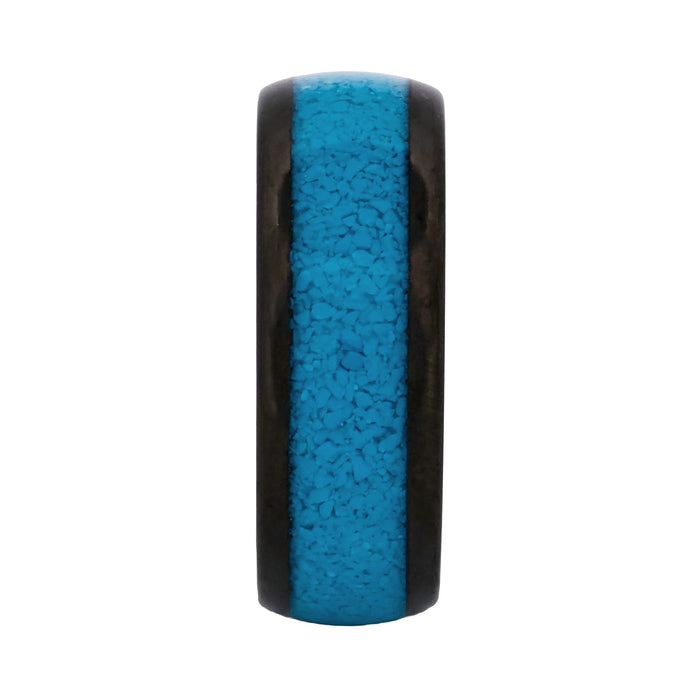 Cudworth Polished Black Ion Plated Tungsten Ring - Turquoise Summit