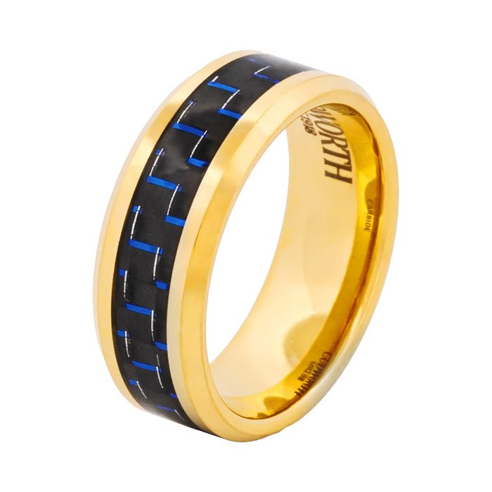 Cudworth Polished Gold Ion Plated Tungsten Ring - Gold Matrix