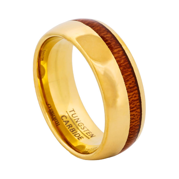 Cudworth Polished Gold Ion Plated Tungsten Ring - Timber Crest