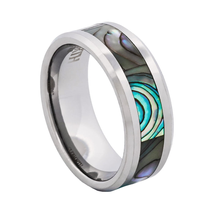 Cudworth Polished Rhodium Tungsten Ring - Ocean Crest