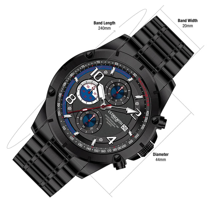 Cudworth Velocity Chronograph, Black Steel