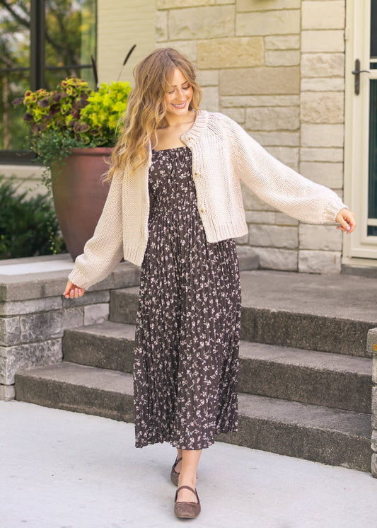 Blush Bubble Sleeve Cardigan FF Layering Essentials
