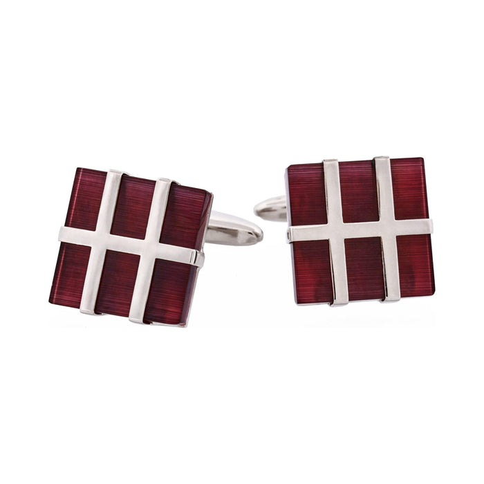 Dark Purple Cat's Eye Square Grate Cufflinks