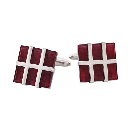 Dark Purple Cat's Eye Square Grate Cufflinks