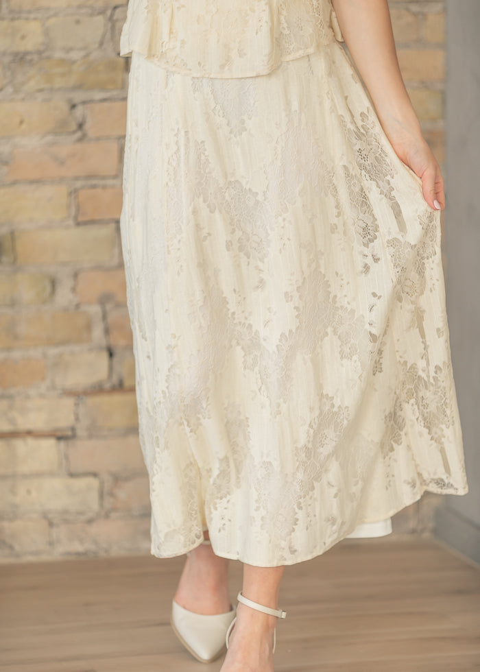 Delicate Lace Sleeveless Top & Skirt Set FF Tops