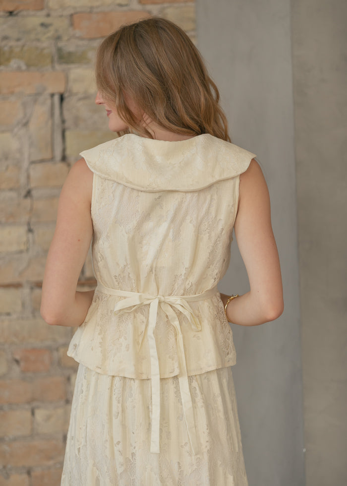 Delicate Lace Sleeveless Top & Skirt Set FF Tops