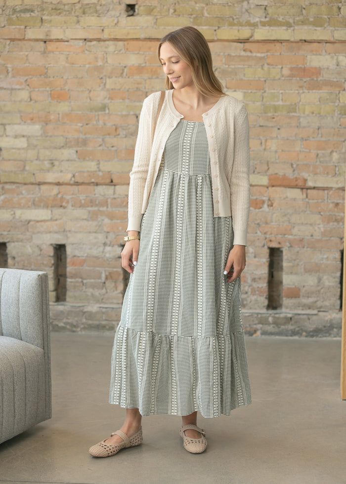 Delphine Olive Textured Maxi Dress FF Dresses