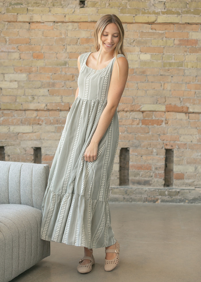 Delphine Olive Textured Maxi Dress FF Dresses