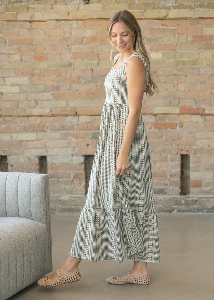 Delphine Olive Textured Maxi Dress FF Dresses