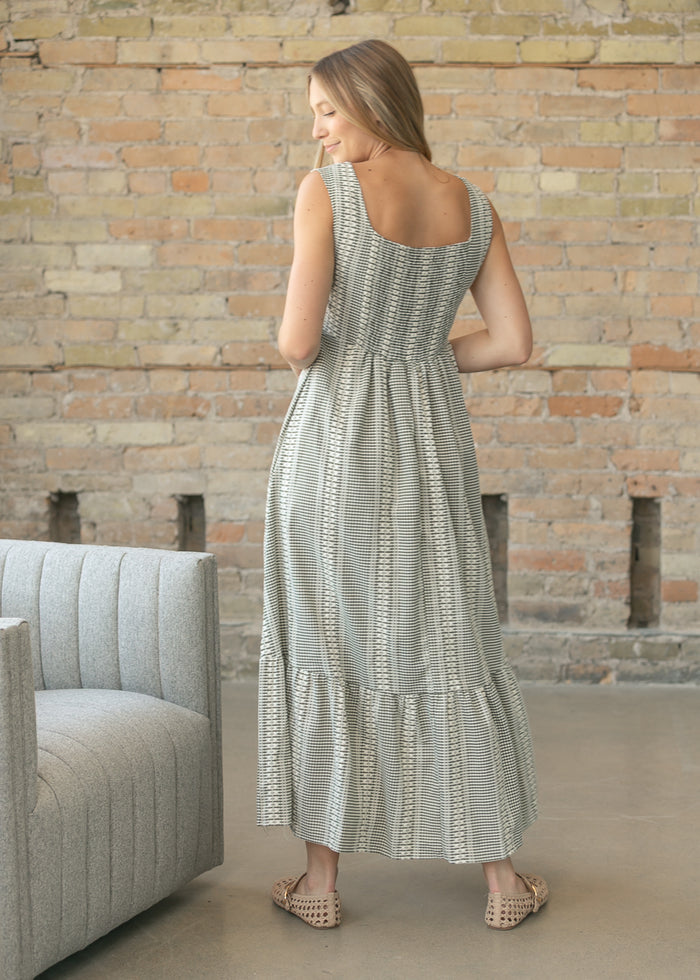 Delphine Olive Textured Maxi Dress FF Dresses