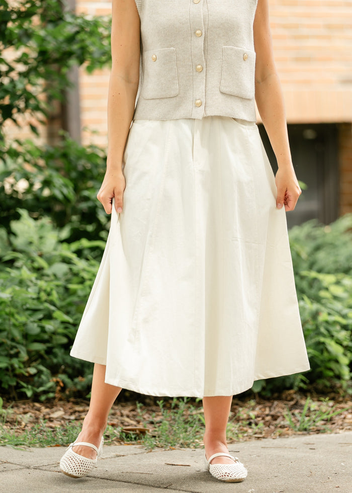 Denim A-line Maxi Skirt FF Skirts Oatmeal / S