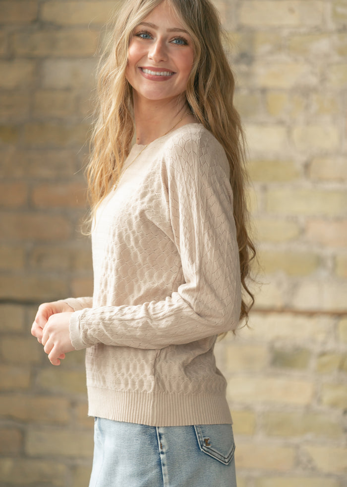 Diamond Knit Scalloped Sweater - FINAL SALE FF Tops