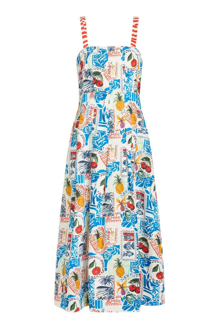 Marie Oliver Dixon Dress in Postcard print