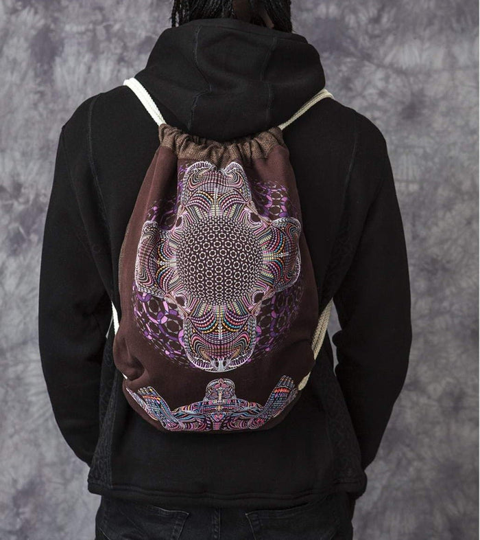 DMT HD Drawstring Bag - Psychedelic mandala with humanoid figure by Symbolika
