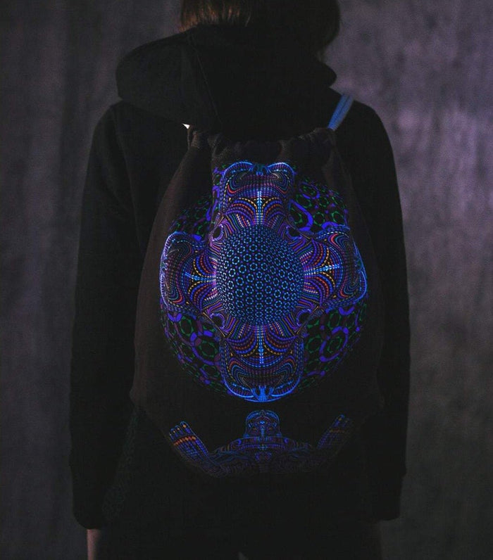 DMT HD Drawstring Bag — Psychedelic Mandala Art Drawstring Bag - Front View by Symbolika