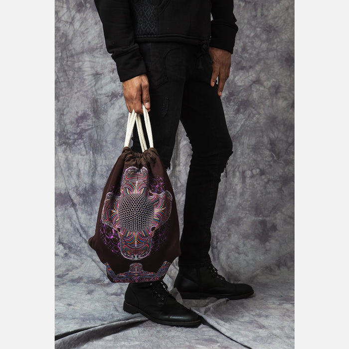 DMT HD Drawstring Bag — Psychedelic Mandala Art Drawstring Bag - Back View by Symbolika