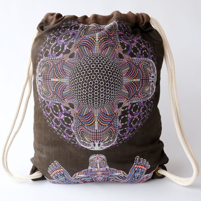 DMT HD Drawstring Bag — Psychedelic Mandala Art Drawstring Bag - UV Blacklight Effect by Symbolika