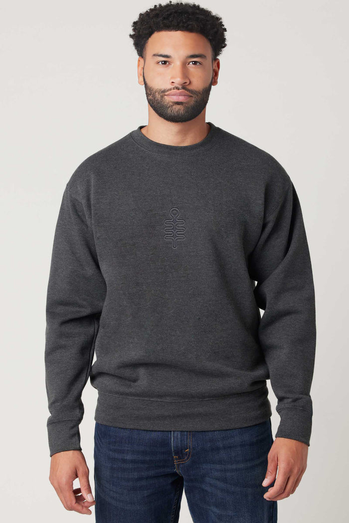DMT Symbol - DMT Symbol - Monochrome Embroidery Men Sweatshirt - Dark - symbolika