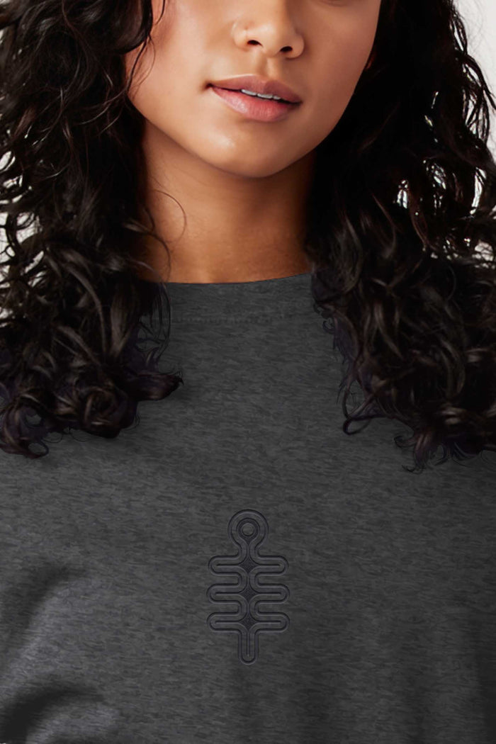 DMT Symbol - Monochrome Embroidery Woman Sweatshirt - Dark - symbolika