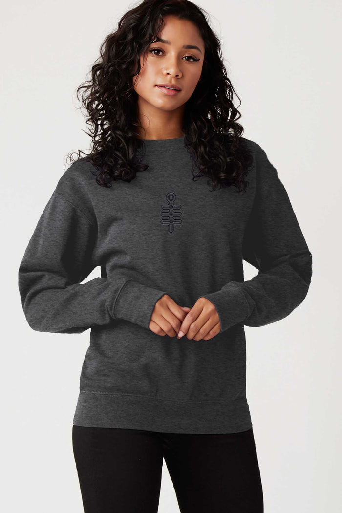 DMT Symbol - Monochrome Embroidery Woman Sweatshirt - Dark - symbolika