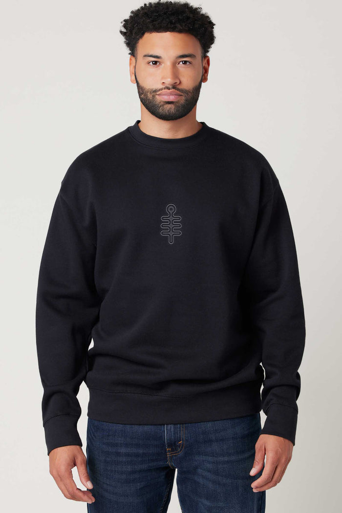 DMT Symbol - DMT Symbol - Monochrome Embroidery Men Sweatshirt - Dark - symbolika