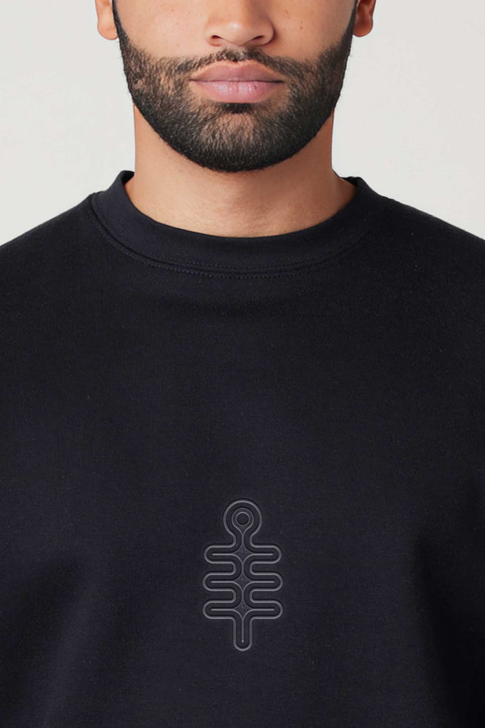 DMT Symbol - DMT Symbol - Monochrome Embroidery Men Sweatshirt - Dark - symbolika