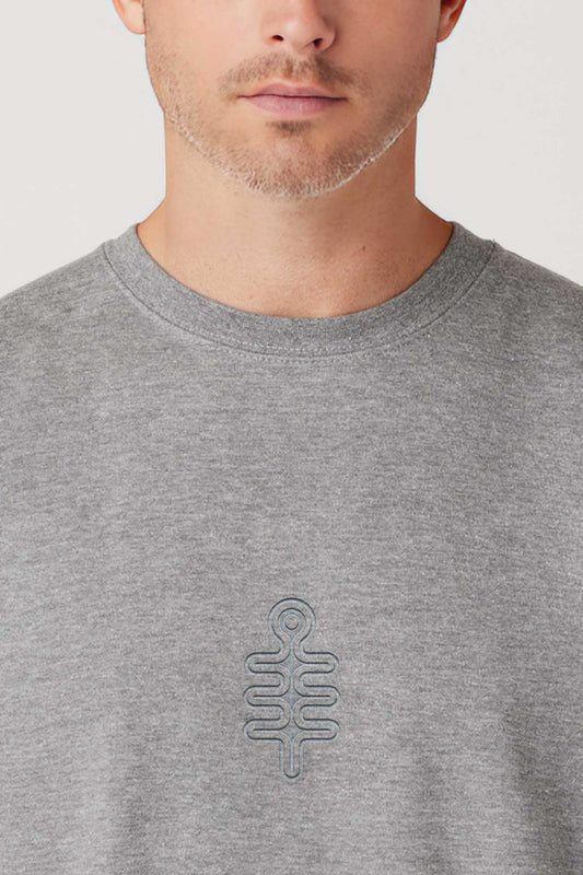 DMT Symbol - Monochrome Embroidery Men Sweatshirt - Grey - symbolika