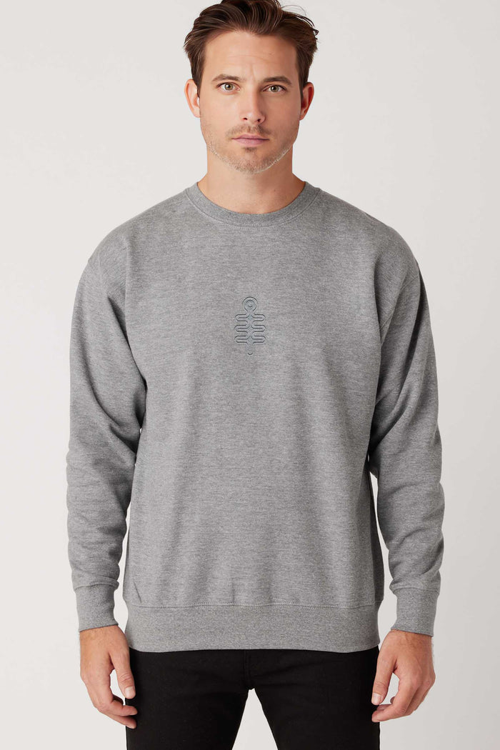 DMT Symbol - Monochrome Embroidery Men Sweatshirt - Grey - symbolika