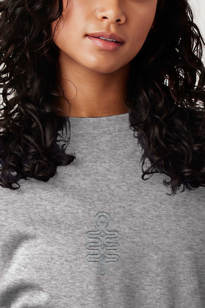 DMT Symbol - Monochrome Embroidery Woman Sweatshirt - Grey - symbolika
