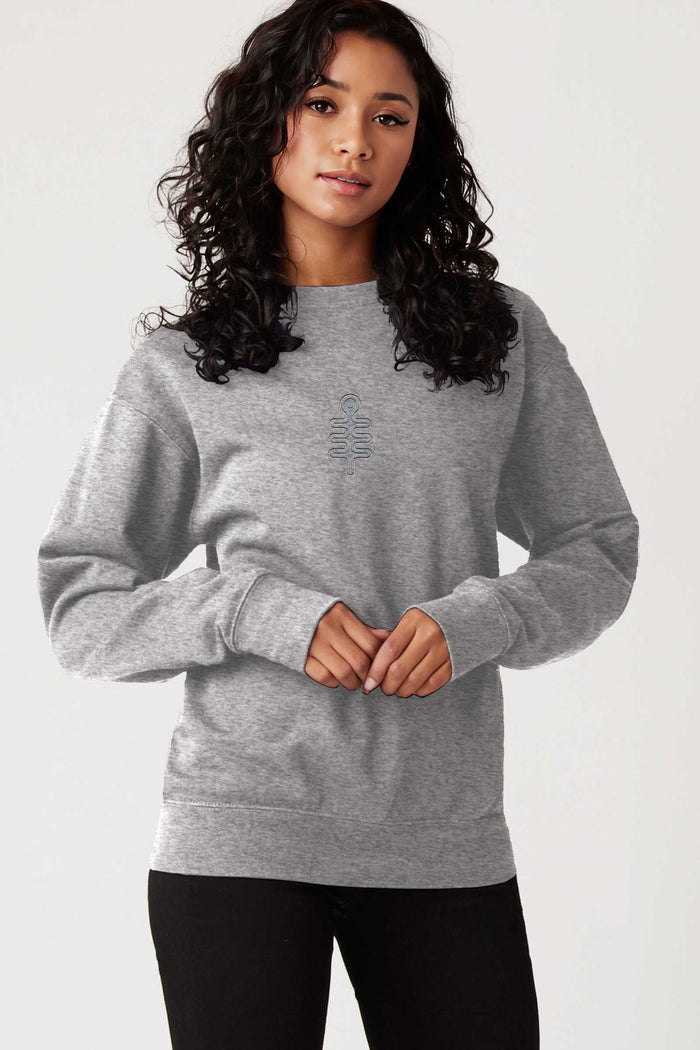 DMT Symbol - Monochrome Embroidery Woman Sweatshirt - Grey - symbolika