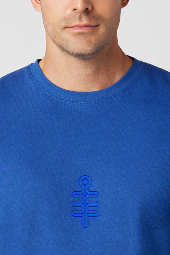 DMT Symbol - Monochrome Embroidery Men Sweatshirt - Royal Blue - symbolika