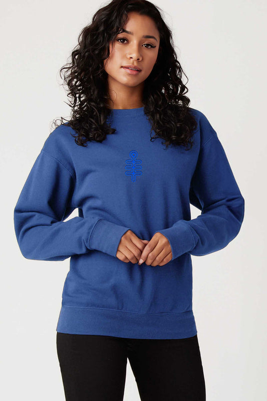 DMT Symbol - Monochrome Embroidery Woman Sweatshirt - Royal Blue - symbolika