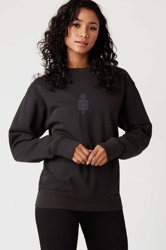 DMT Symbol - Monochrome Embroidery Woman Sweatshirt - Dark - symbolika