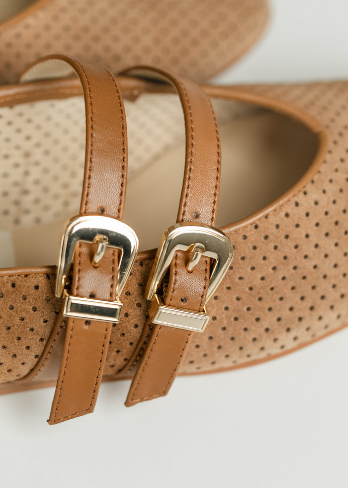 Dolce Vita® Baylee Ballet Flats Pecan Perforated Suede Shoes